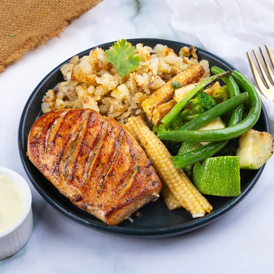 Herb Chicken, Mash & Grilled Veggies