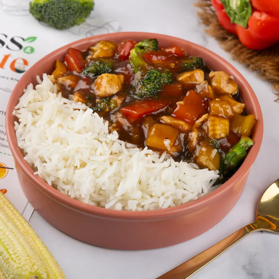 Stir Fry Chicken with Steamed Rice