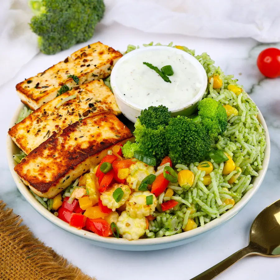 Paprika Paneer / Tofu Spinach Rice
